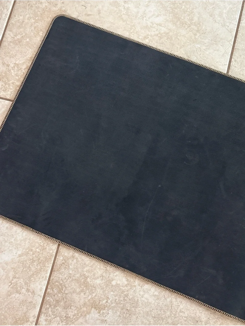 Kitchen Runner Mat - Natural Burlap with Black Text